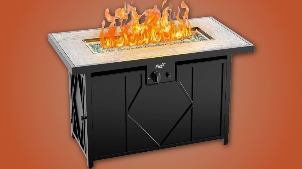 BALI OUTDOORS 42 inch Propane Fire Pit Patio Outdoor Fire Pit Table